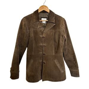Vintage Charlotte Russe Women's Chocolate Brown Suede Leather Jacket M
